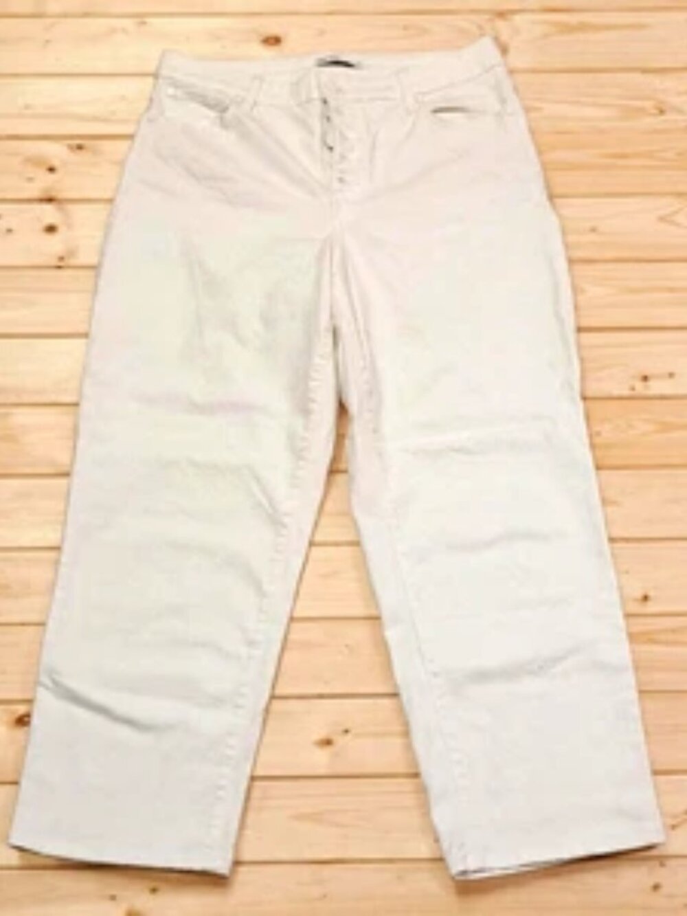 Nine West Women’s Straight Jeans, White Solid Denim, Size 12 Regular